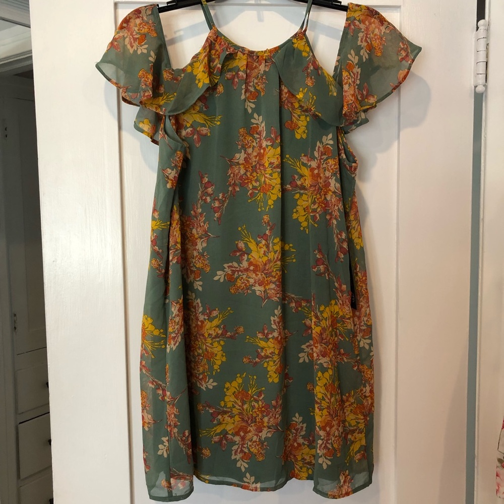 Floral Print Cold Shoulder Dress